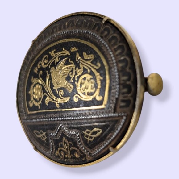 Antique Damascene Oval Brooch - Picture 2 of 8